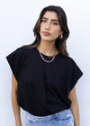 Acey Power Shoulder Tee- Black ***FINAL SALE***-Hand In Pocket