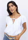 Bobi Boat Neck Front Shirred Top-White***FINAL SALE***-Hand In Pocket