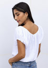 Bobi Boat Neck Front Shirred Top-White***FINAL SALE***-Hand In Pocket