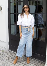 Zaria Button Down Shirt-White ***FINAL SALE***-Hand In Pocket