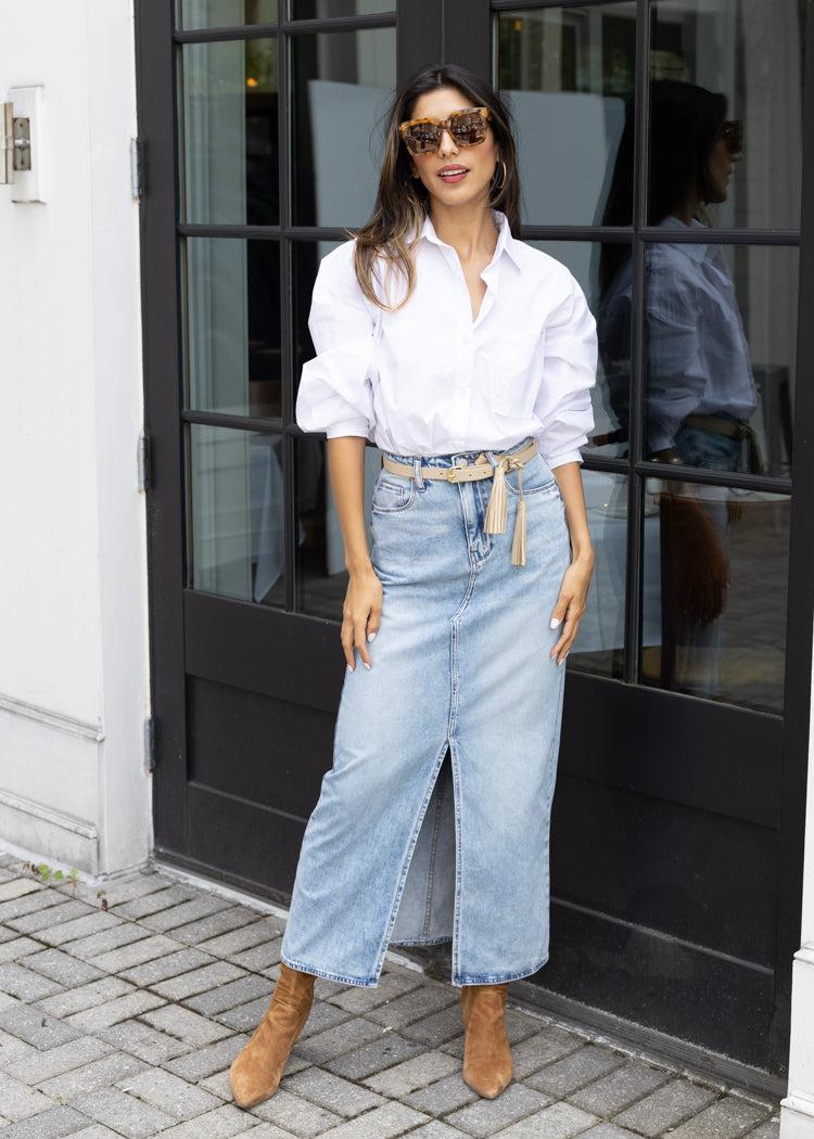 Zaria Button Down Shirt-White ***FINAL SALE***-Hand In Pocket