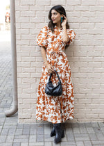 Elie Button Down Puff Sleeve Poplin Dress-Taupe-Hand In Pocket