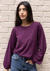 Mac Puff Sleeve Crew Neck - Plum ***FINAL SALE***-Hand In Pocket