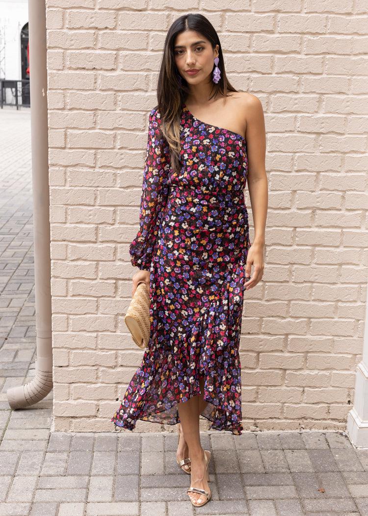 ASTR The Label Calista Dress- Blue Red Ditsy-***FINAL SALE***-Hand In Pocket