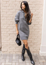 Amari Dress - Charcoal-Hand In Pocket