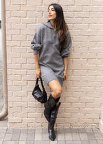 Amari Dress - Charcoal-Hand In Pocket