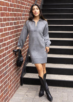 Amari Dress - Charcoal-Hand In Pocket
