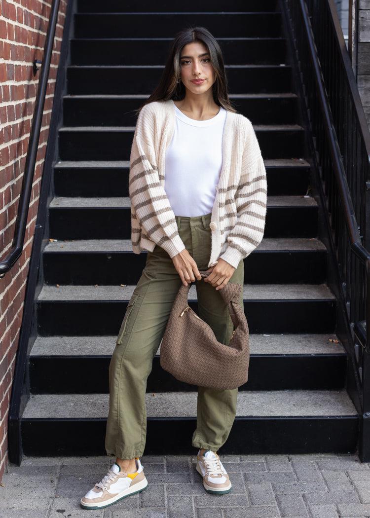 Haven Cardigan - Tan-Hand In Pocket