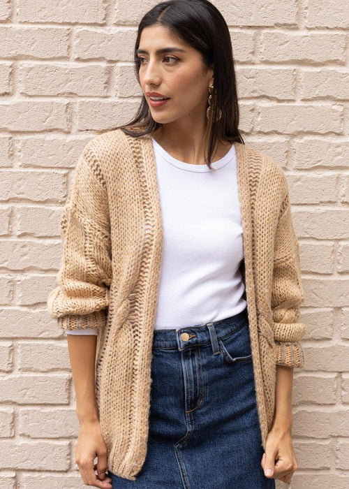 Willow Cardigan - Brown-Hand In Pocket