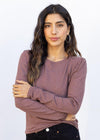 Bobi Shirred Crewneck Tee - Chicory-Hand In Pocket