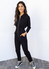 Bobi Smocked Waist Jumpsuit -Black-Hand In Pocket
