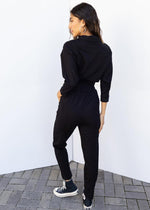 Bobi Smocked Waist Jumpsuit -Black-Hand In Pocket
