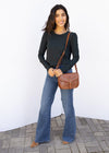 Bobi Shirred Crewneck Tee - Forest ***FINAL SALE***-Hand In Pocket