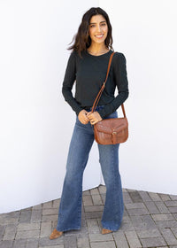 Bobi Shirred Crewneck Tee - Forest ***FINAL SALE***-Hand In Pocket