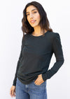 Bobi Shirred Crewneck Tee - Forest ***FINAL SALE***-Hand In Pocket