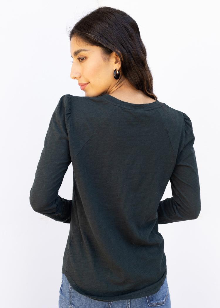 Bobi Shirred Crewneck Tee - Forest ***FINAL SALE***-Hand In Pocket