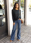 Bobi Shirred Crewneck Tee - Forest ***FINAL SALE***-Hand In Pocket