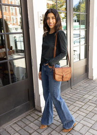 Bobi Shirred Crewneck Tee - Forest ***FINAL SALE***-Hand In Pocket