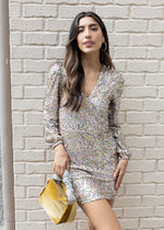 Adelyn Rae Randa Sequin Mini Dress-Hand In Pocket