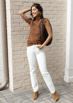 London Fringed Pullover-Taupe-Hand In Pocket