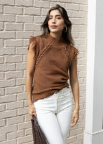 London Fringed Pullover-Taupe-Hand In Pocket