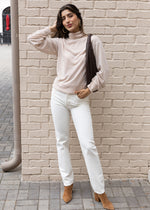 Sanctuary Ruched Sleeve Turtleneck Top - Toasted Marshmallow *** FINAL SALE ***-Hand In Pocket