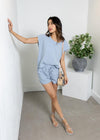 Bobi Tie Waist shorts- water-Hand In Pocket