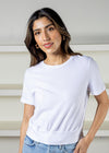 Michael Stars Dawson S/S Banded Tee - White-Hand In Pocket
