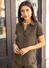 Bobi S/S Button Front Collar Shirt - Troops ***FINAL SALE***-Hand In Pocket