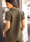Bobi S/S Button Front Collar Shirt - Troops ***FINAL SALE***-Hand In Pocket