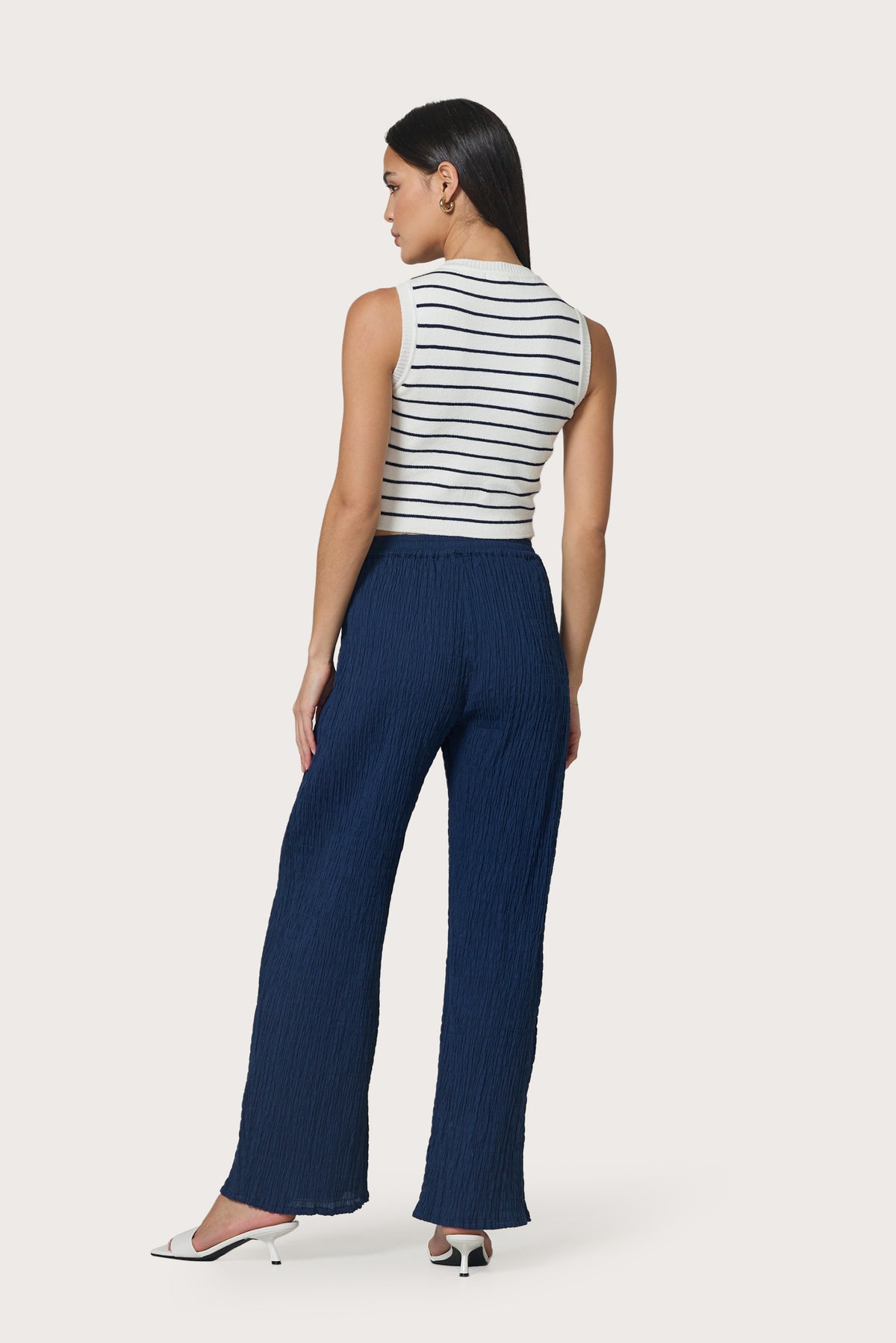 Lusana Slip On Pant- Indigo-Hand In Pocket