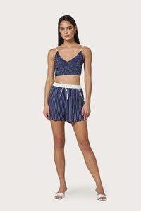 Lusana Donovan Short + Top Set - Indigo Stripe-Hand In Pocket