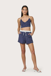 Lusana Donovan Short + Top Set - Indigo Stripe-Hand In Pocket
