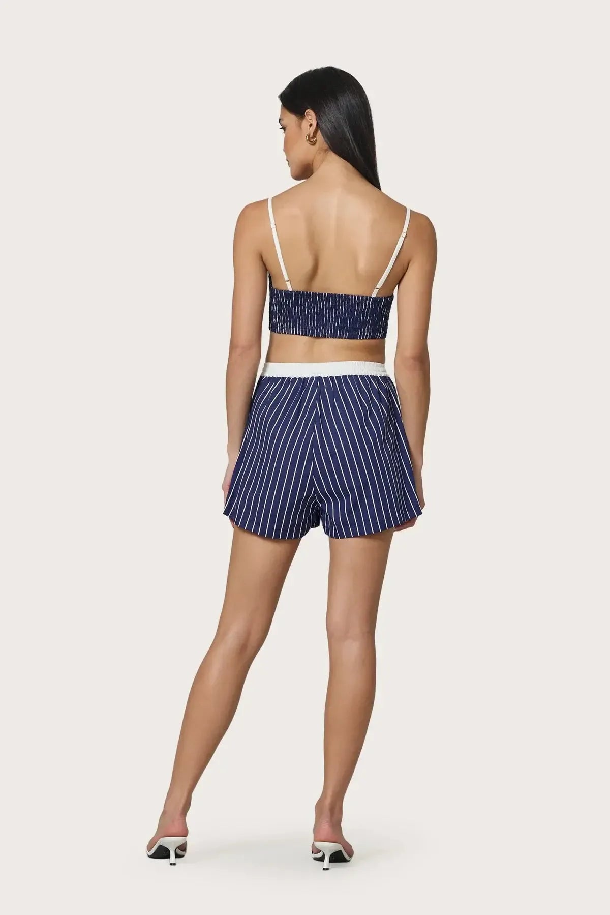 Lusana Donovan Short + Top Set - Indigo Stripe-Hand In Pocket