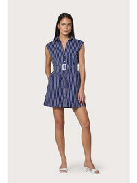 Lusana Kelly Dress - Indigo Stripe-Hand In Pocket