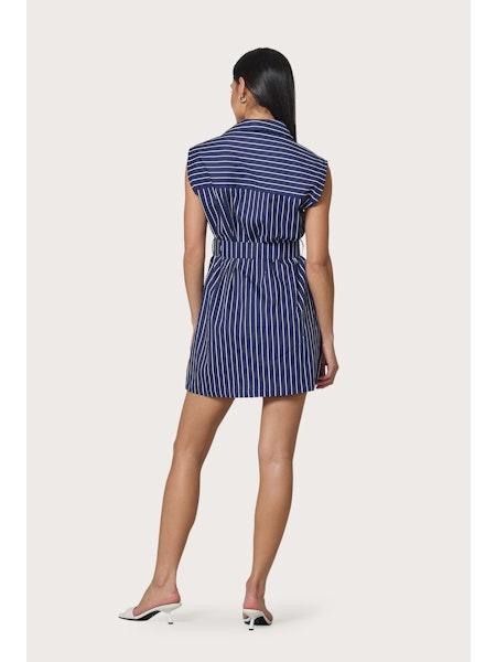 Lusana Kelly Dress - Indigo Stripe-Hand In Pocket