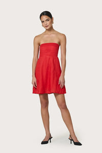 Lusana Talia Linen Mini Dress - Rouge-Hand In Pocket