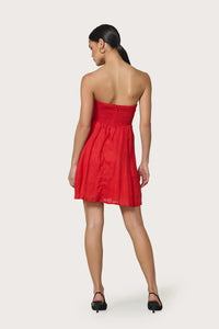 Lusana Talia Linen Mini Dress - Rouge-Hand In Pocket