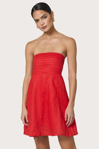 Lusana Talia Linen Mini Dress - Rouge-Hand In Pocket