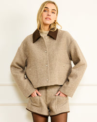 Line + Dot Ingrid Jacket- Brown-Hand In Pocket