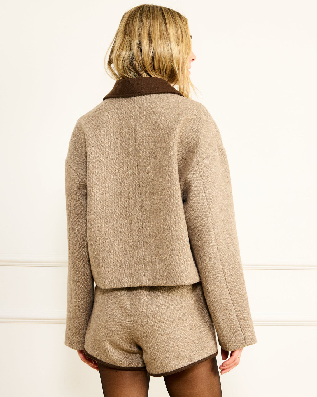 Line + Dot Ingrid Jacket- Brown-Hand In Pocket
