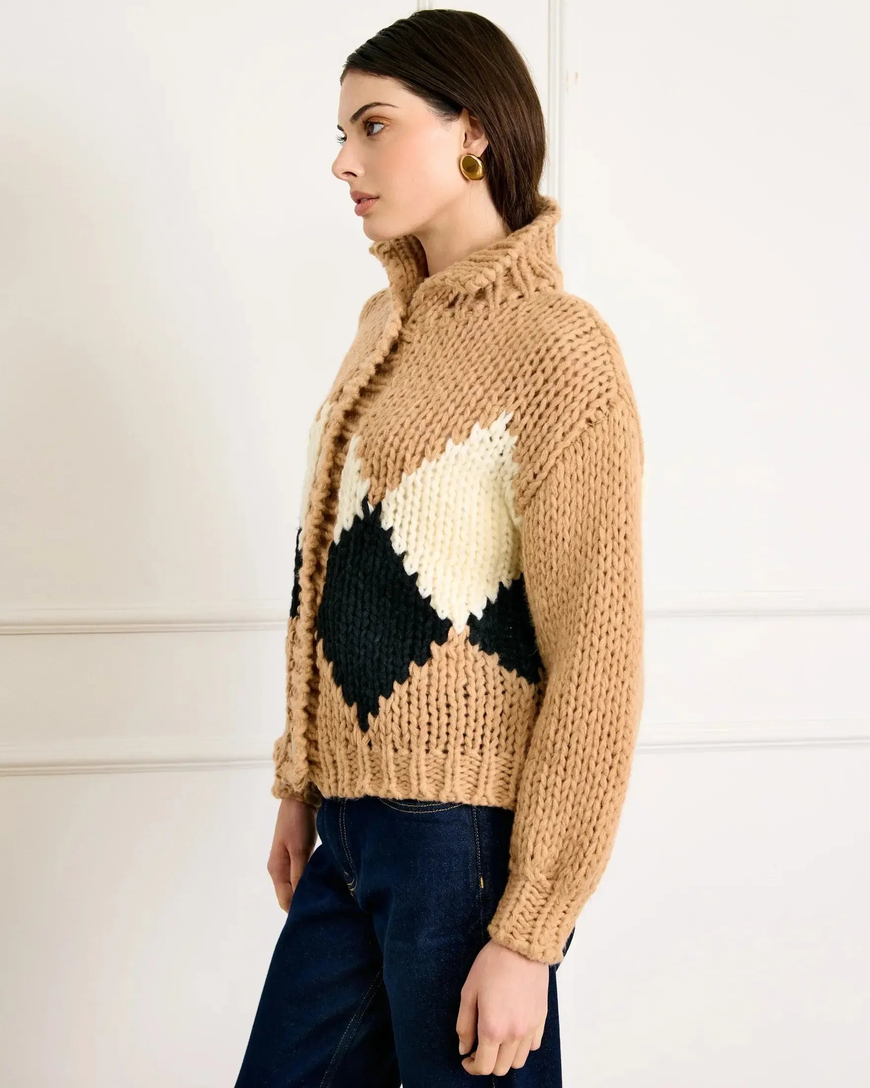 Line + Dot Weller Sweater- Camel-Hand In Pocket