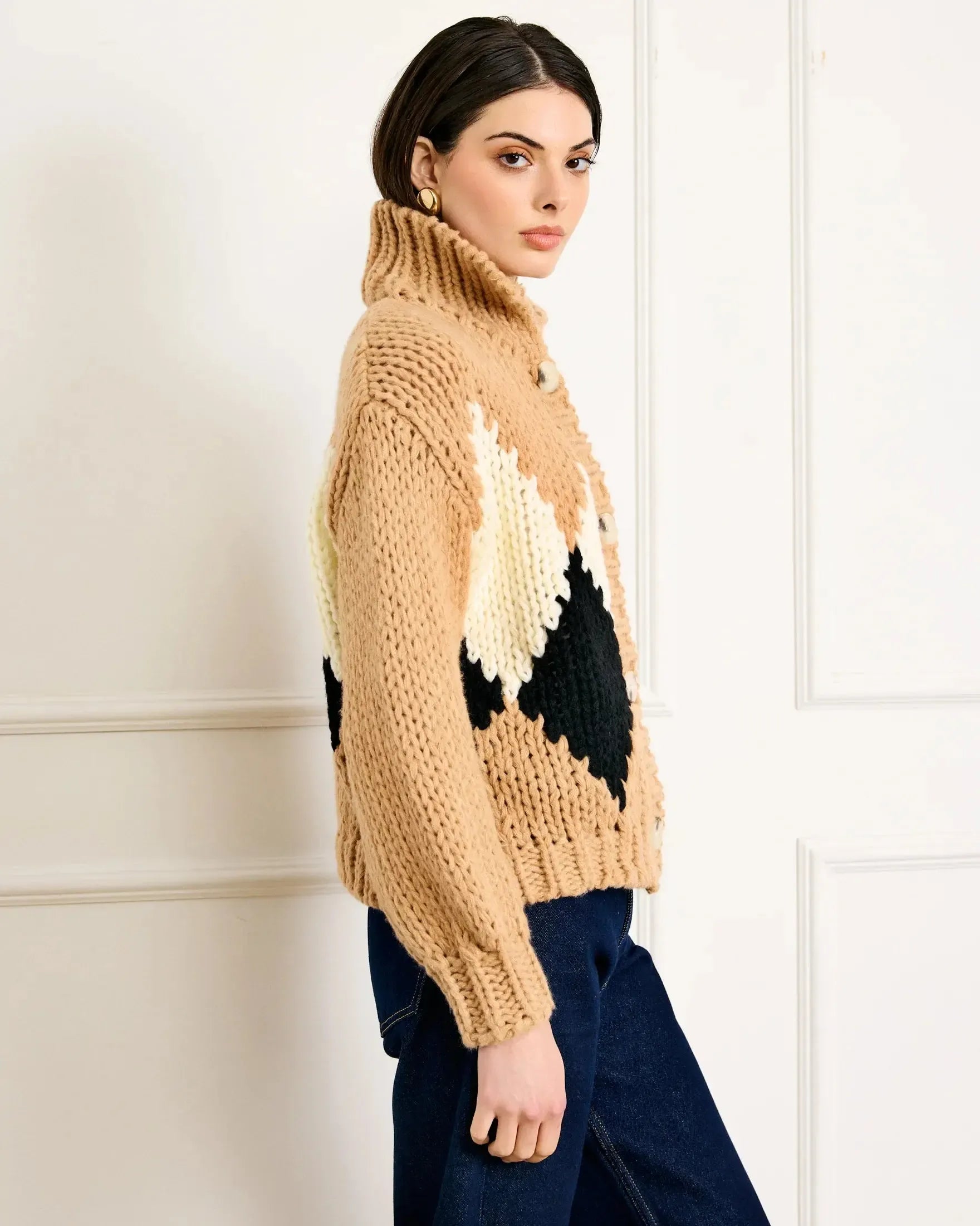Line + Dot Weller Sweater- Camel-Hand In Pocket