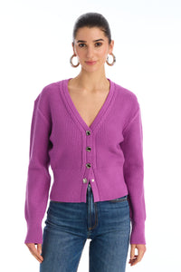 Allison Fallon Cardigan-Orchid-Hand In Pocket