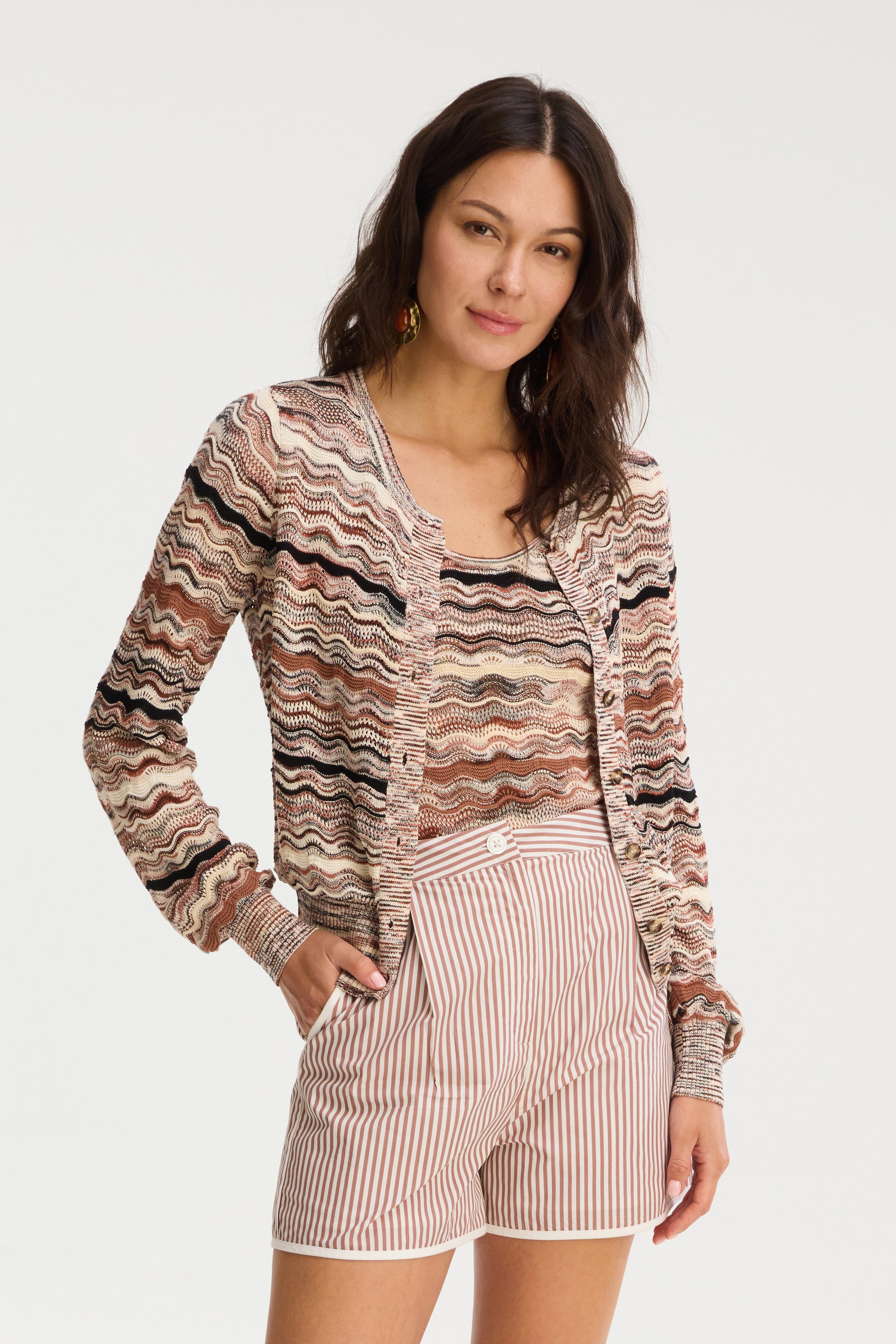 Allison Miller Cardigan -Terracotta-Hand In Pocket