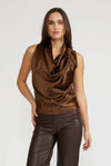 Lucy Paris Dorothy Satin Blouse- Bronze-Hand In Pocket