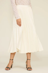 Lucy Paris Billie Pleated Skirt - Cream-Hand In Pocket