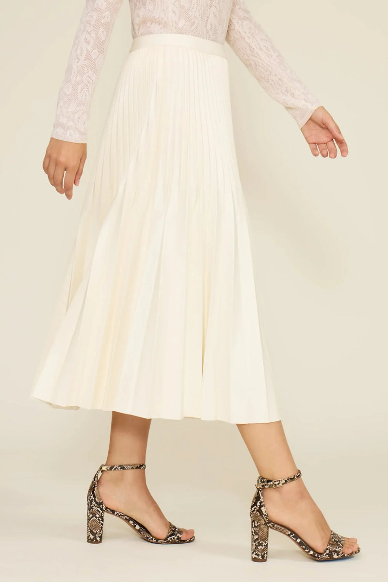 Lucy Paris Billie Pleated Skirt - Cream-Hand In Pocket