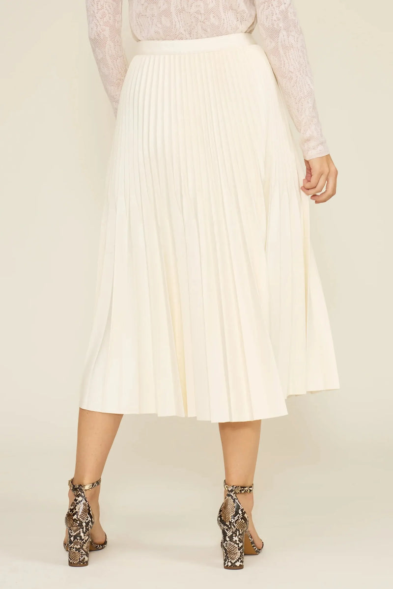 Lucy Paris Billie Pleated Skirt - Cream-Hand In Pocket