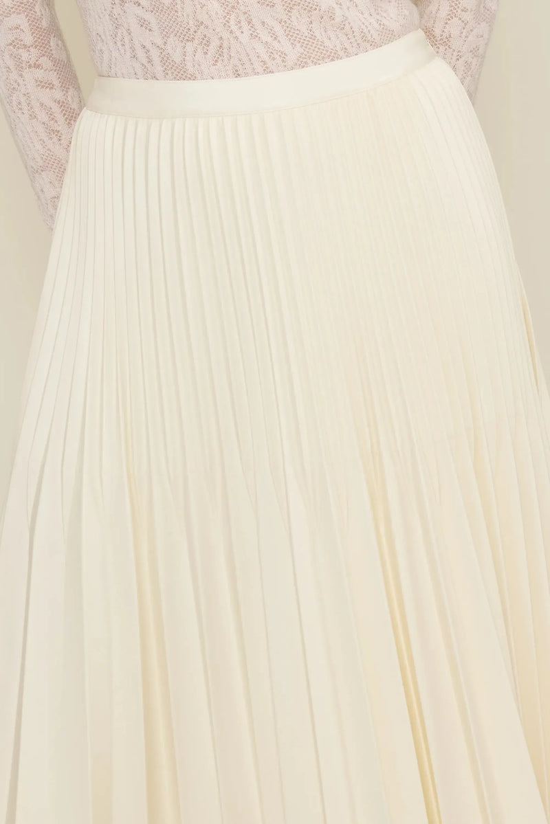 Lucy Paris Billie Pleated Skirt - Cream-Hand In Pocket